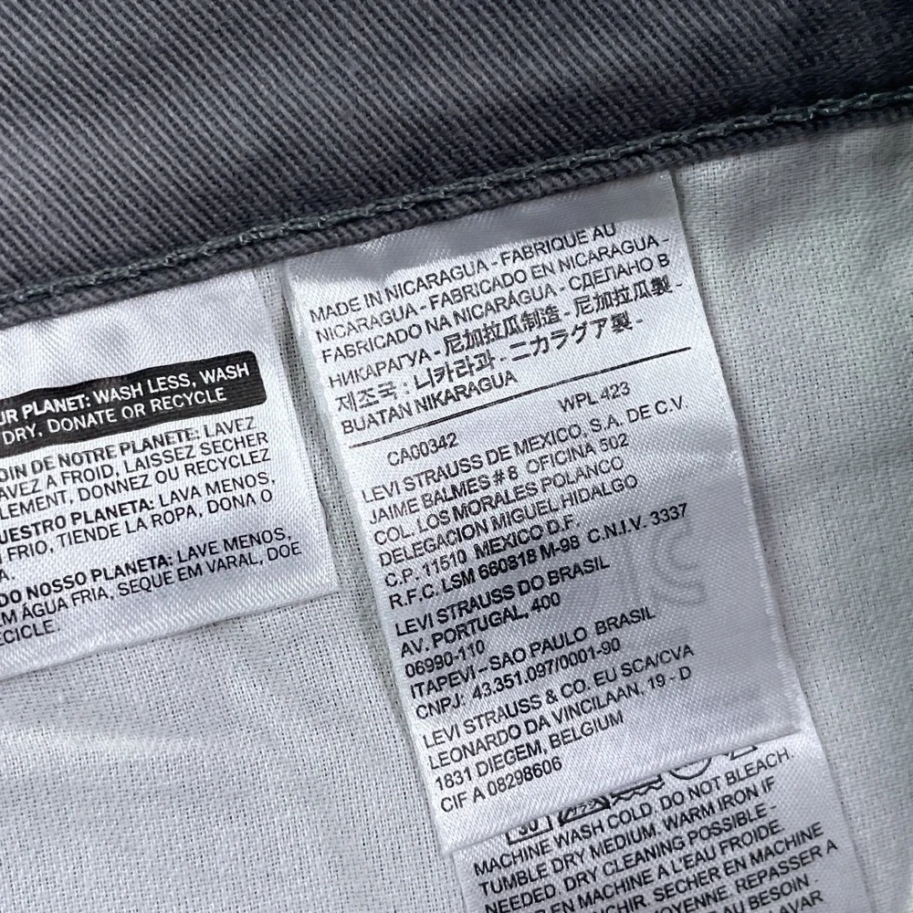 Levis Jeans Mens 34x32 Grey 513 Slim Straight Flex Stretch Denim Pants Casual